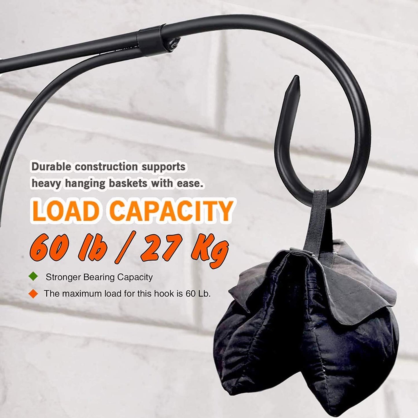Skiennix 11-Inch Wall Mount Plant Hook - Rust-Resistant Iron Hanger for Indoor & Outdoor Use