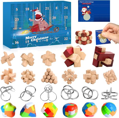 Advent Calendar 2025 | Brain Teaser Puzzles for Kids & Adults | 24-Day Countdown Gift Box