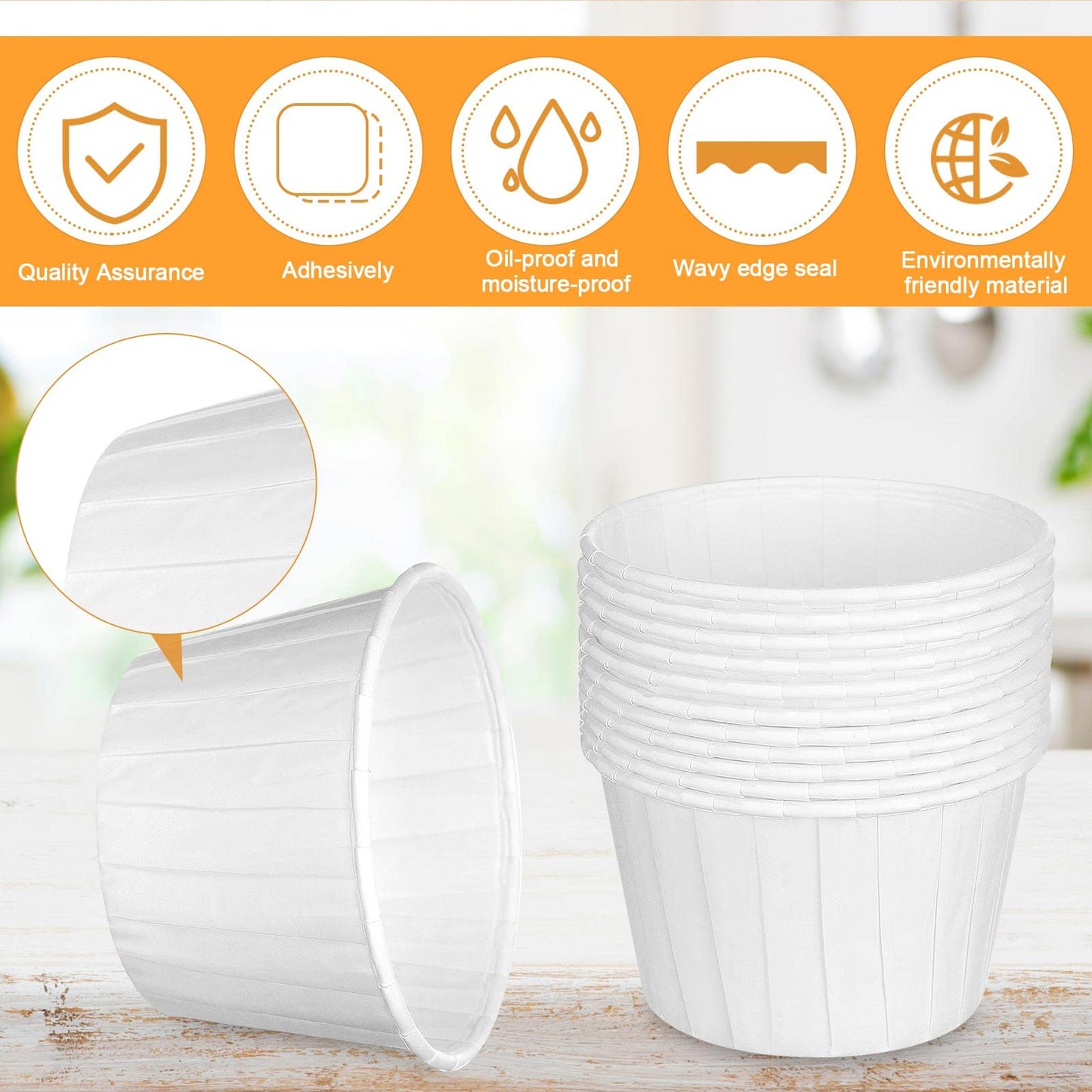 Gerrii 1600 Pack 4 oz Paper Souffle Cups Disposable Paper Souffle Cup Condiment Cups Ketchup Cup for Medication Distribution, Pills, Samples, Sauces, Food, Dessert (White)