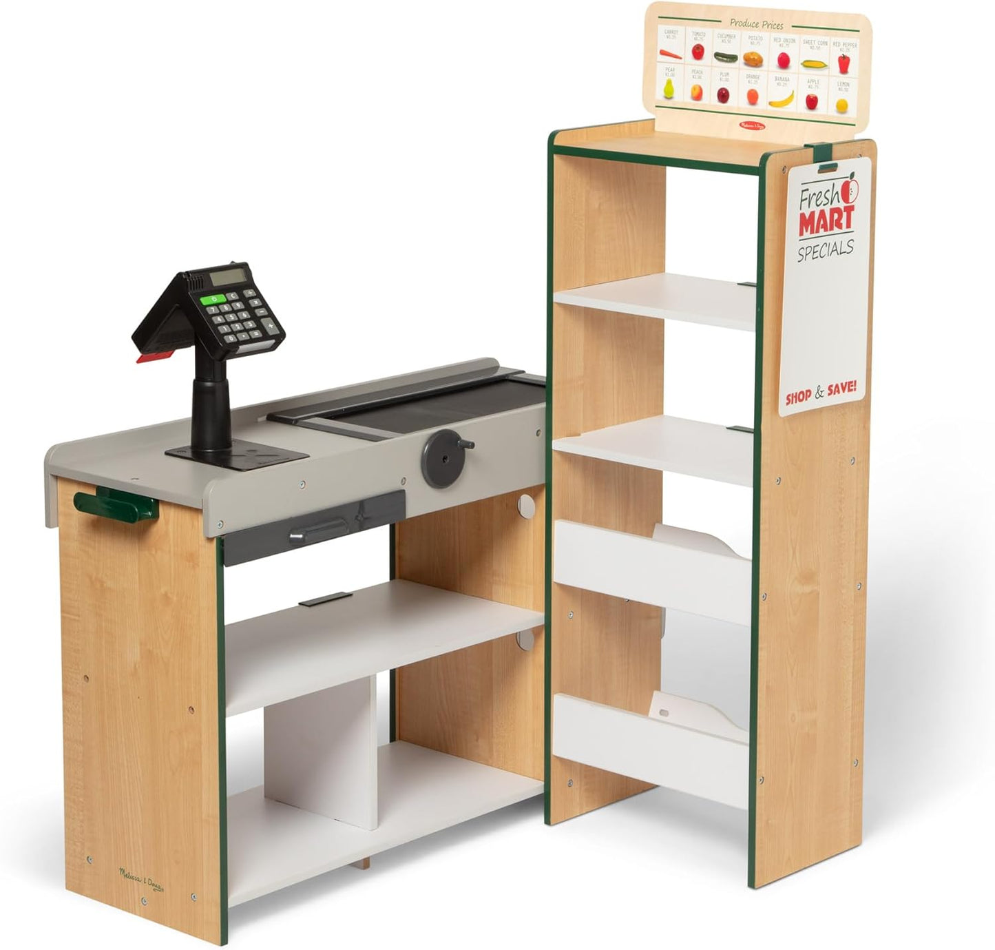 Melissa & Doug Fresh Mart Grocery Store Playset - Kids Cash Register with Scanner & Conveyor Belt