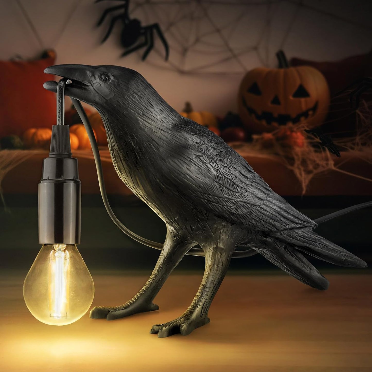 Regine Switzerland Halloween Crow Lamp - Gothic Raven Table Light for Home Decor | Perfect for Bedroom & Living Room