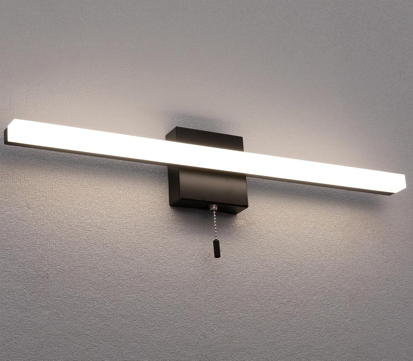 Black Modern Vanity Light Bar,23 inch Wall Lamp for Bathroom,Elegant Simple LED bar Light with 4000K,Pull Chain Switch on/Off