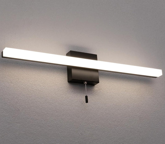 Black Modern Vanity Light Bar,23 inch Wall Lamp for Bathroom,Elegant Simple LED bar Light with 4000K,Pull Chain Switch on/Off