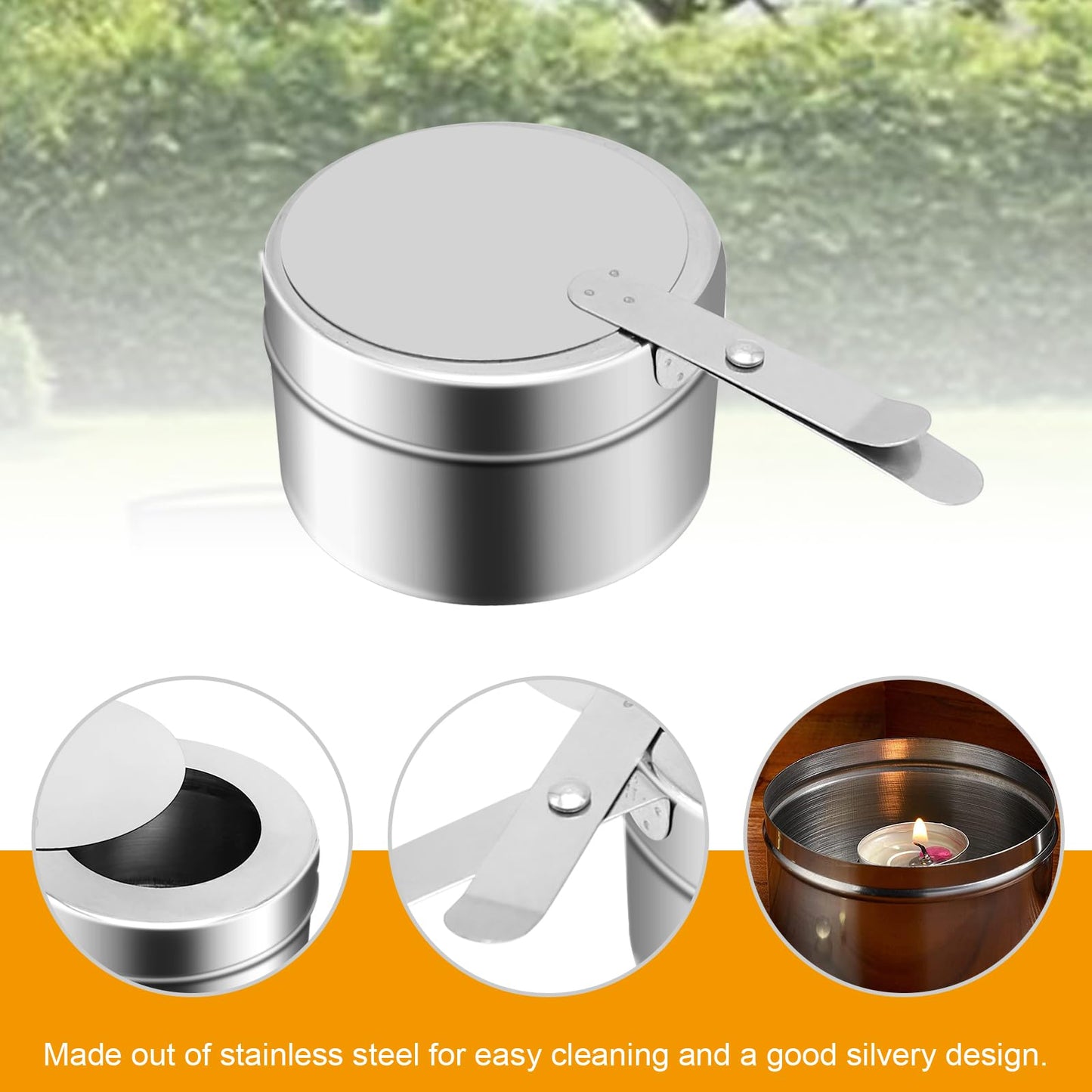 Stainless Steel Fuel Holder, Chafing Wick Fuel Holder with Cover, Buffet Warmer Warming Trays Perfect for Buffets Catering Events Party Supplies (4)