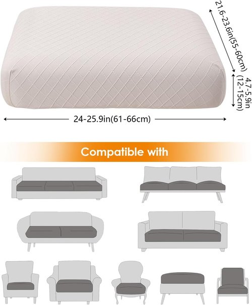 Fuloon Waterproof Sofa Cushion Covers - 3 PCS Stretch Slipcovers for Armchair & Loveseat | Pale Beige