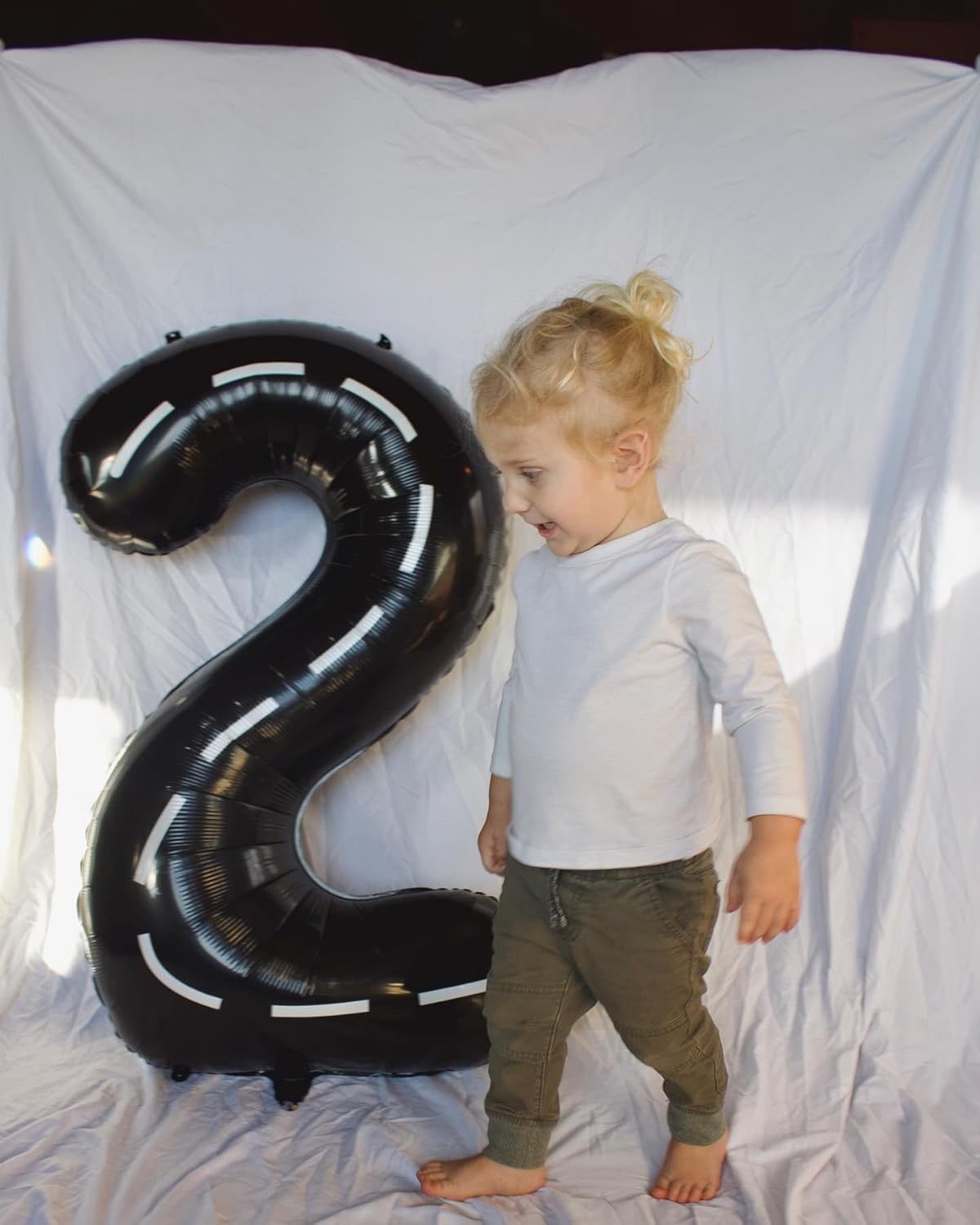 Race Car 2 Balloon - 40 Inch Black Number 2 Balloon for Birthday Party Decorations