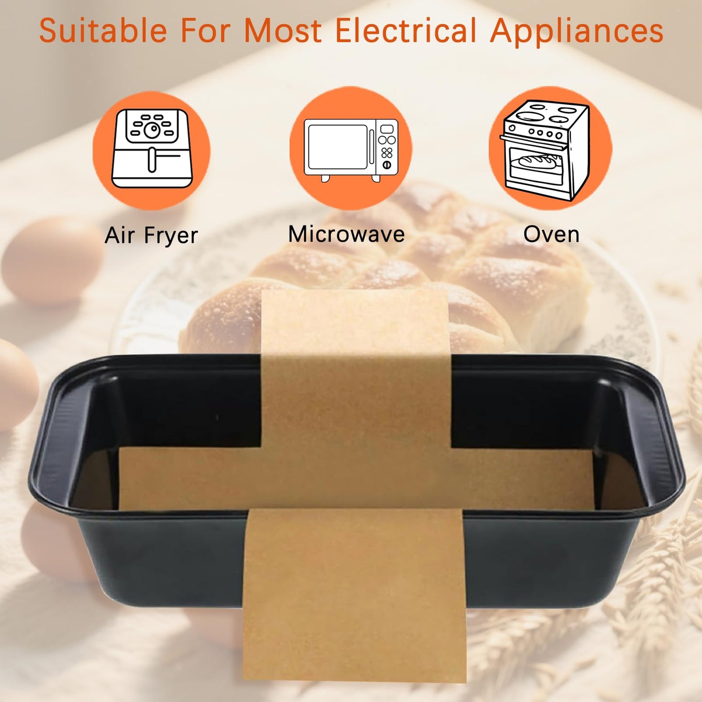QTRQTR 100 Pcs Parchment Paper Loaf Pan Liners for Baking Bread 9x5 in Loaf Pan Parchment Liners Disposable Non-Stick Bread Pan Liners Loaf Liners for Baking Toast Bread