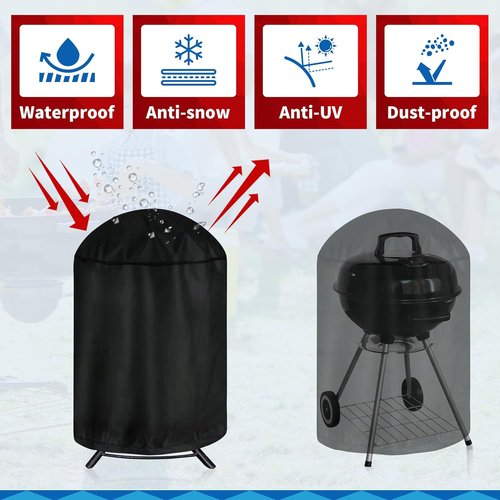iCOVER Round Grill Cover - Waterproof 29" Dia x 38" H Dome Smoker Cover | UV Resistant BBQ Protection