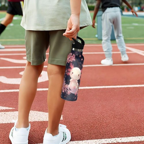 Bolaz Axolotl Star Water Bottle - Insulated 20 oz Flask for Kids | Stainless Steel with Straw Lid
