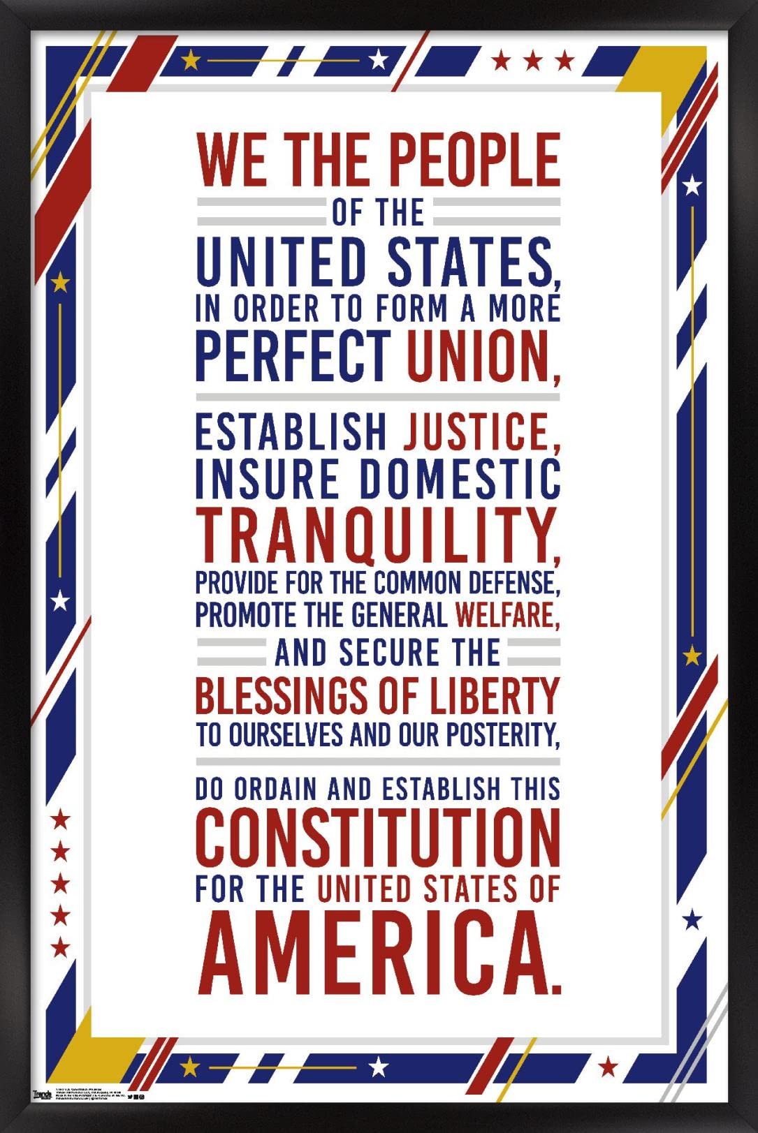 Trends International The United States Of America - Constitution Preamble Wall Poster, 22.375" x 34", Black Framed Version