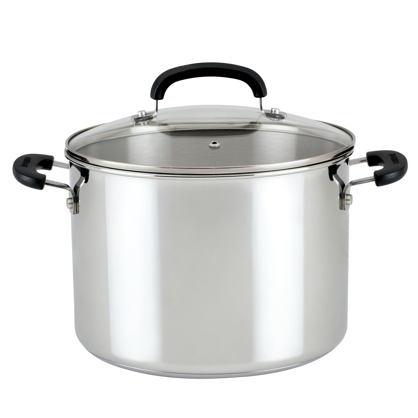 Farberware Brilliance Stainless Steel Stockpot with Glass Lid, 8 Quart, Dishwasher Safe and Induction Ready, Compatible with All Cooktops, Stainless Steel