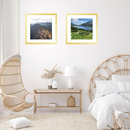 JCJMY 18x18 Gold Picture Frame - Display 14x14 Photos with Mat or 18x18 Without Mat | Shatter Resistant Plexiglass