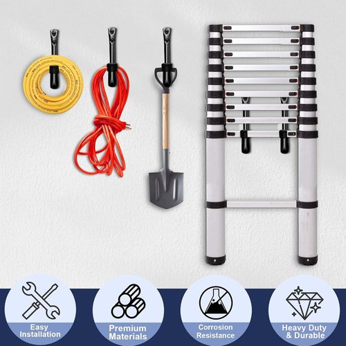 Dreecy J Heavy-Duty Utility Hooks - Perfect for Garage Storage | 5 Pack, Black Color