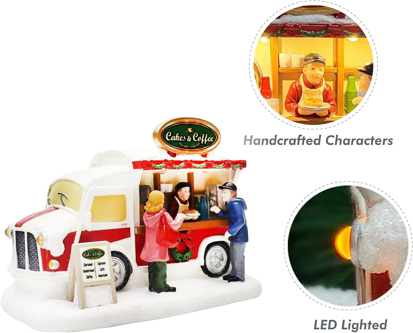 Moments In Time Christmas Village Food Truck | Lighted LED Holiday Décor - Hand-Painted Collectible Display