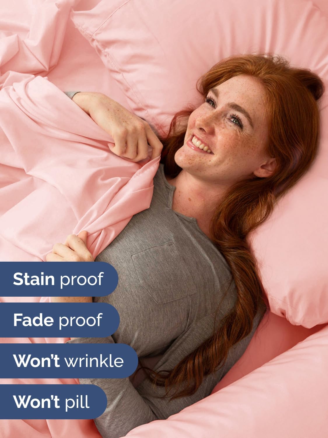 Skiennix Extra Deep Split King Sheet Set - 7 Piece Cooling Bedding - Soft, Wrinkle-Free, Baby Pink