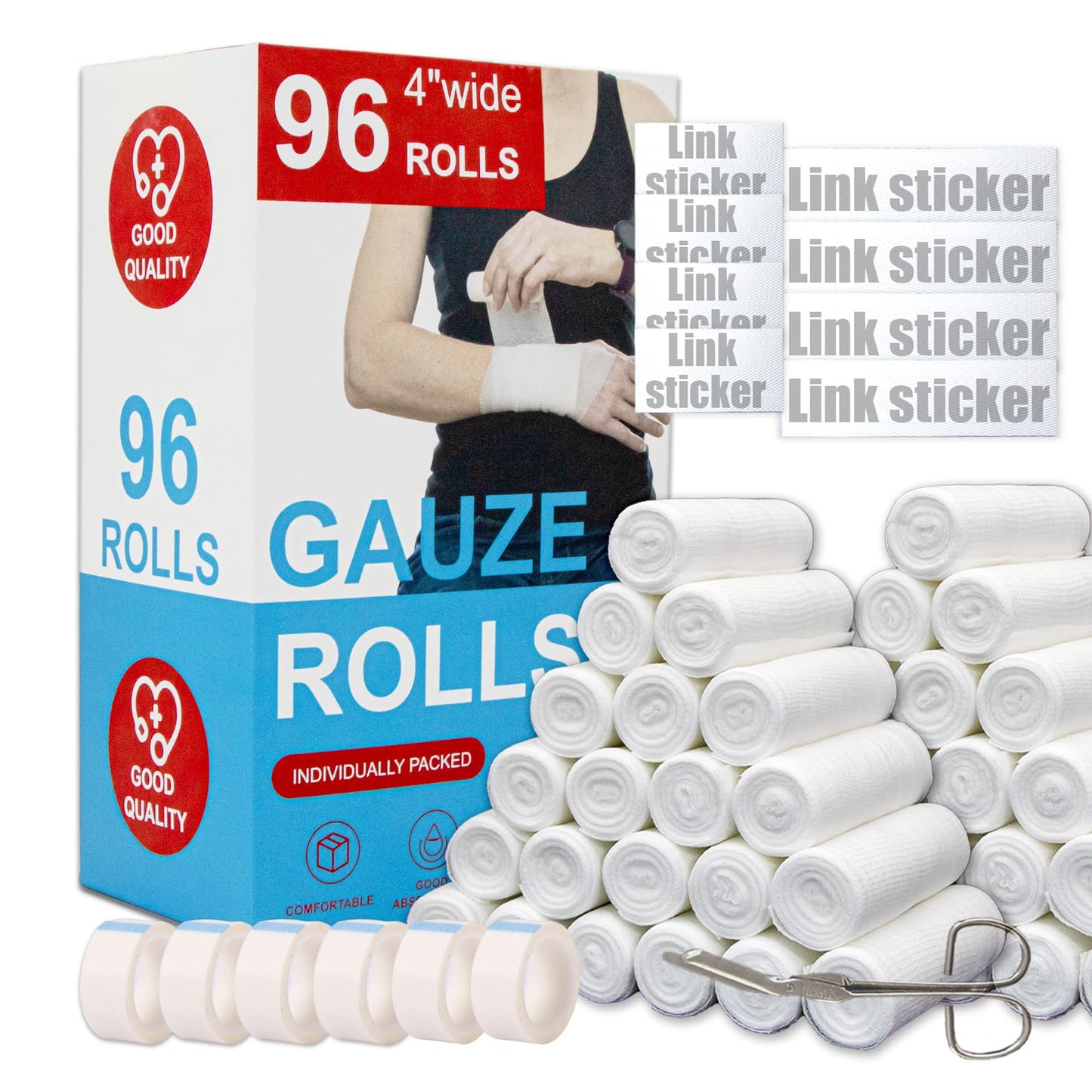 KIWAEZS Gauze Rolls Pack of 96 – 4 ” x 4.1 yd Premium Quality Lint and Latex-Free Conforming Stretch Bandages Designed for Wound Care for Wound Dressing Support (Ideal for use as a Mummy wrap)