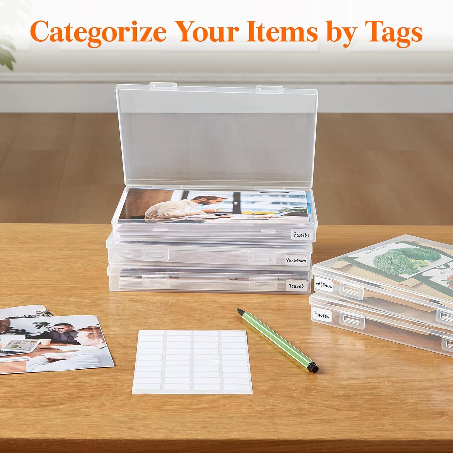 Lifewit Photo Storage Set - 9 Pcs 5"x7" Inner Boxes & 28x22 cm Transport Case | Clear Craft Organizer