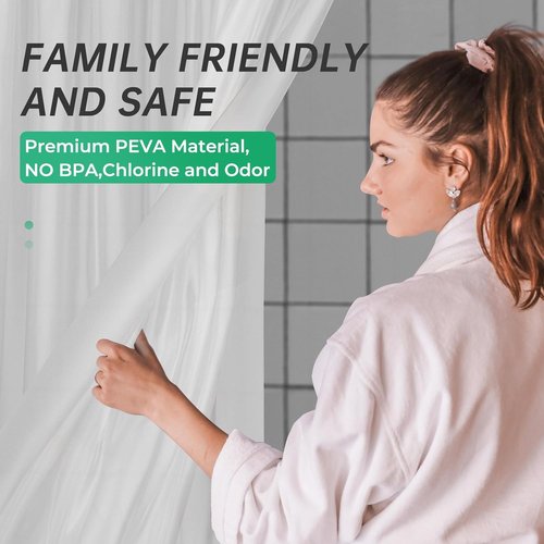 AmazerBath 78-Inch Frosted PEVA Shower Curtain - Heavy-Duty Design with 3 Weighted Stones & 12 Rustproof Grommets