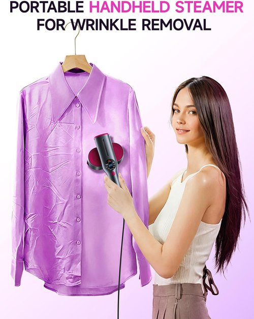 DRFLASH 2-in-1 Handheld Garment Steamer & Iron - Fast 15s Heat-Up, Portable Travel Size, 1200W