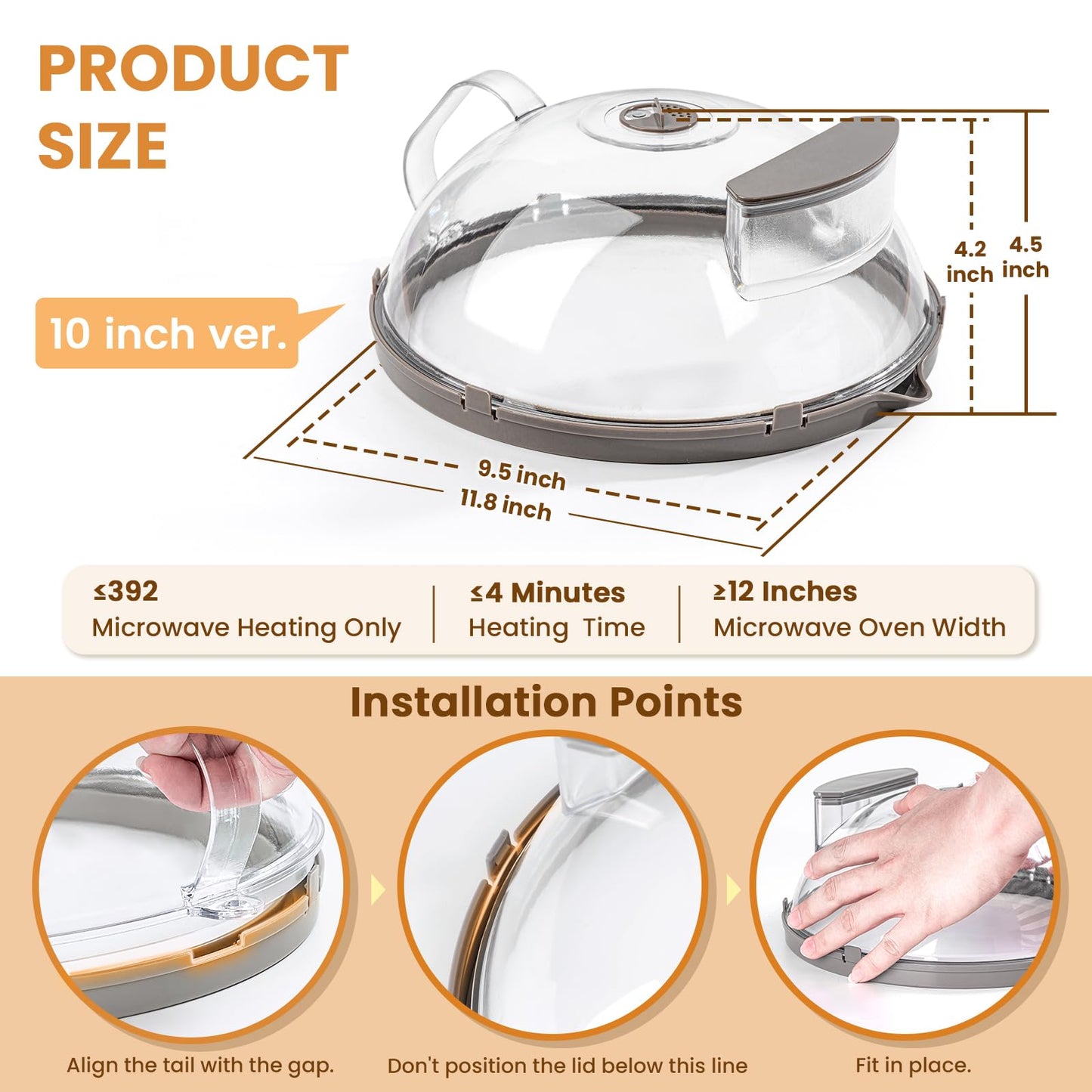 Microwave Splatter Cover for Food, Upgraded Microwave Cover with Water Steamer, Integrated Handle, Plate Covers, Splatter Guard, Cookware Lid, House Essentials for Gift, 10 Inch