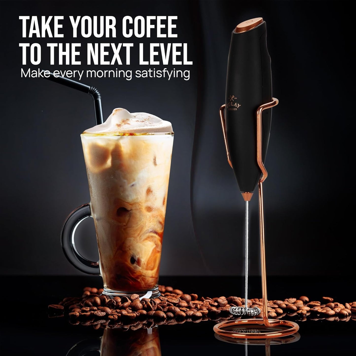 Zulay Kitchen Milk Frother - Luxury Handheld Electric Foam Maker with 4 Duracell Batteries | Perfect for Coffee, Lattes & Hot Chocolate