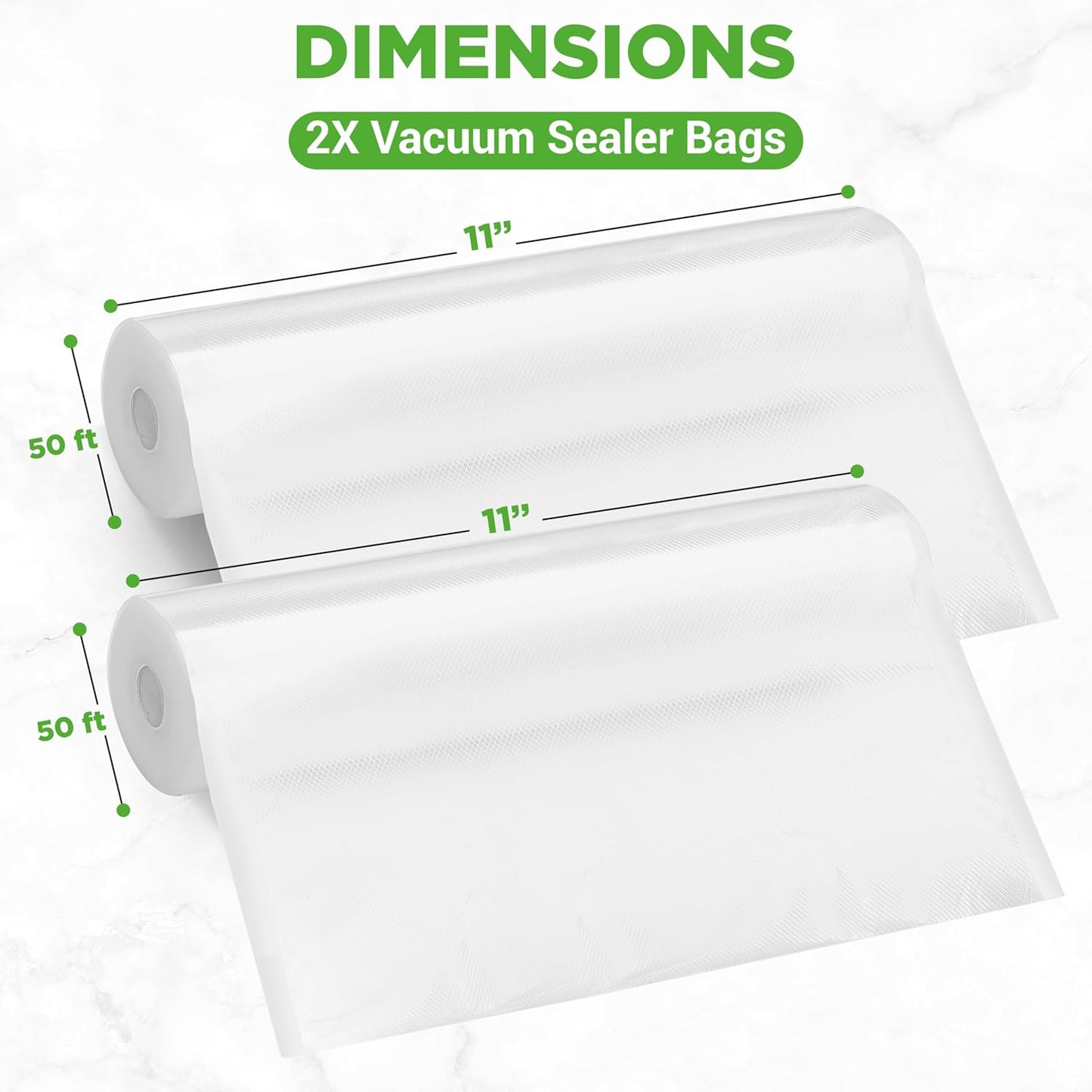 NutriChef Vacuum Sealer Bags - Heavy Duty, BPA-Free Rolls 11x50 | Perfect for Meal Prep & Sous Vide