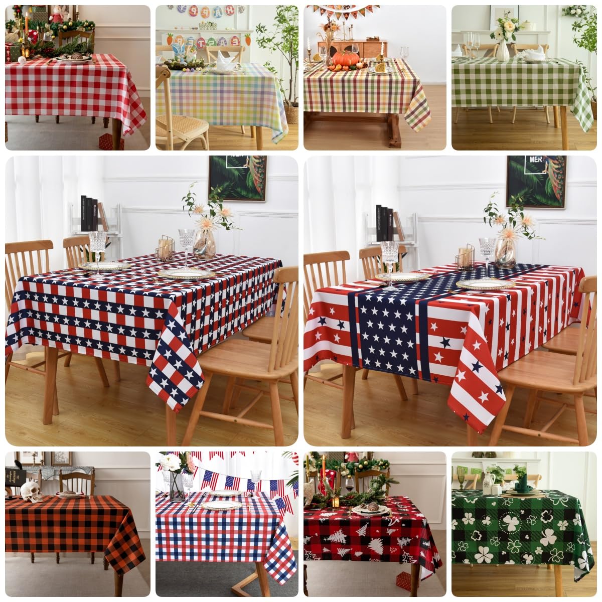 Essifunia Waterproof Colorful Chequer Tablecloth Fabric - Spring Oblong 52x70 Inch Classic Buffalo Tartan Festive Table Cloth for Indoor Use - Easter Sunday for Dinner, BBQs, and Parties