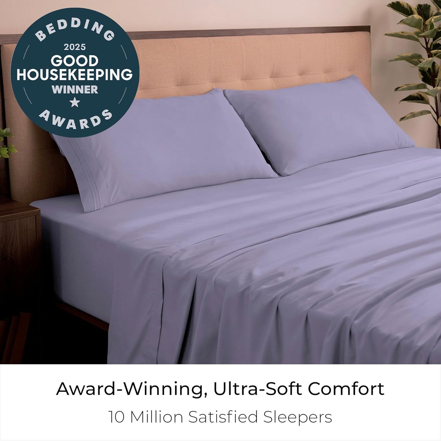 Mellanni California King Sheets Set - 4 PC Hotel Luxury Bedding | Extra Soft, Cooling, Wrinkle-Resistant (Cal King, Violet)