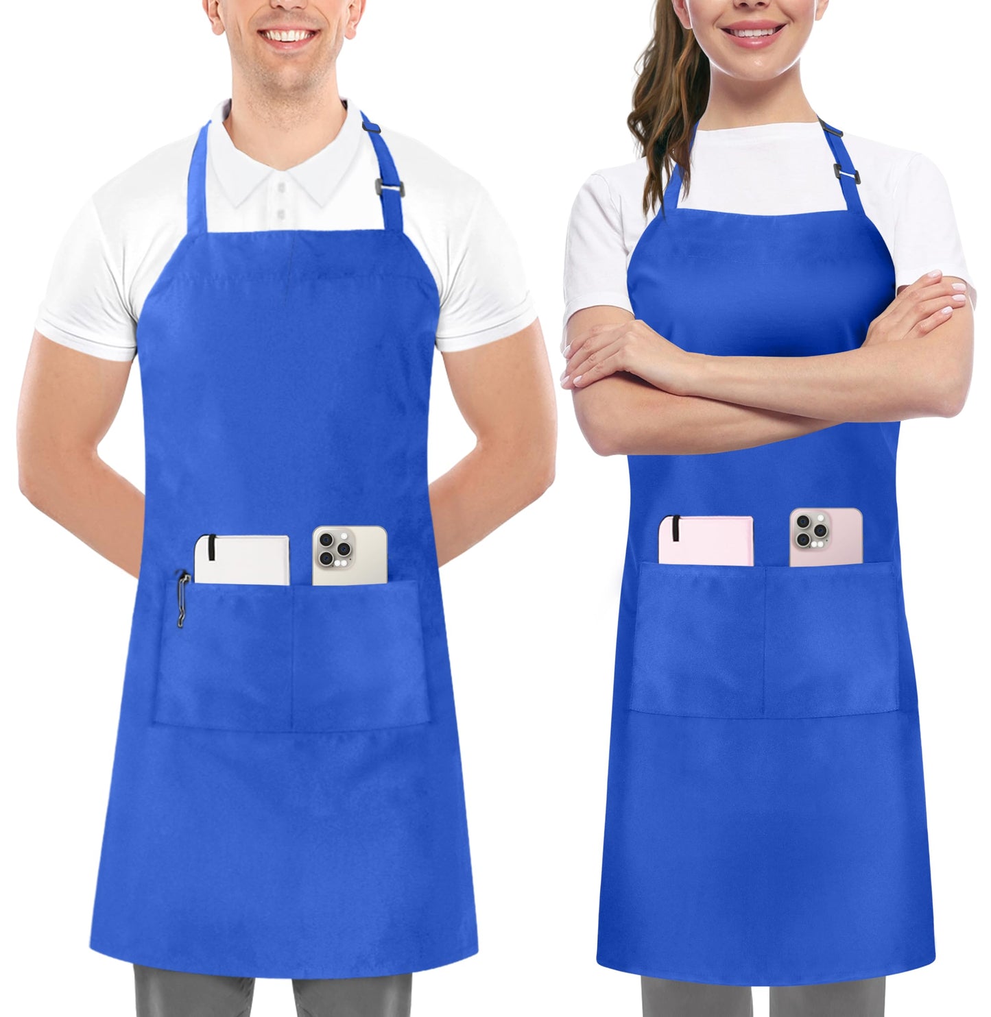 Utopia Kitchen 2 Pack Bib Apron, Adjustable with 2 Pockets, Water and Oil Resistant, Cooking Kitchen Chef Apron for Women Men