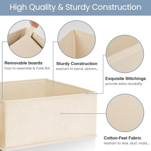 Criusia Drawer Organizer - 16 Pack Foldable Closet Storage Dividers for Clothes, Socks & Accessories | Beige