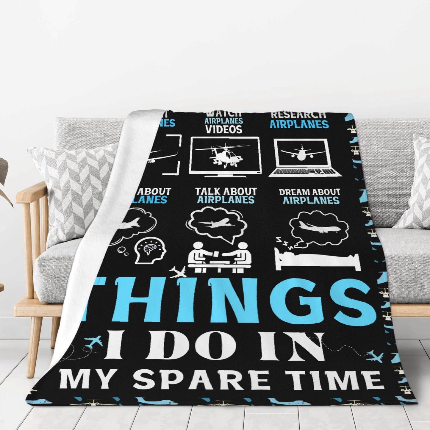 Airplane Throw Blanket, Aircraft Blanket, Pilot Gifts, Aviation Gifts for Men Boys Adults, Soft Flannel Plane Quilts, Airplane Decor, Lightweight Throw for Bed, Sofa, Outdoors, 40"x50" for Kids