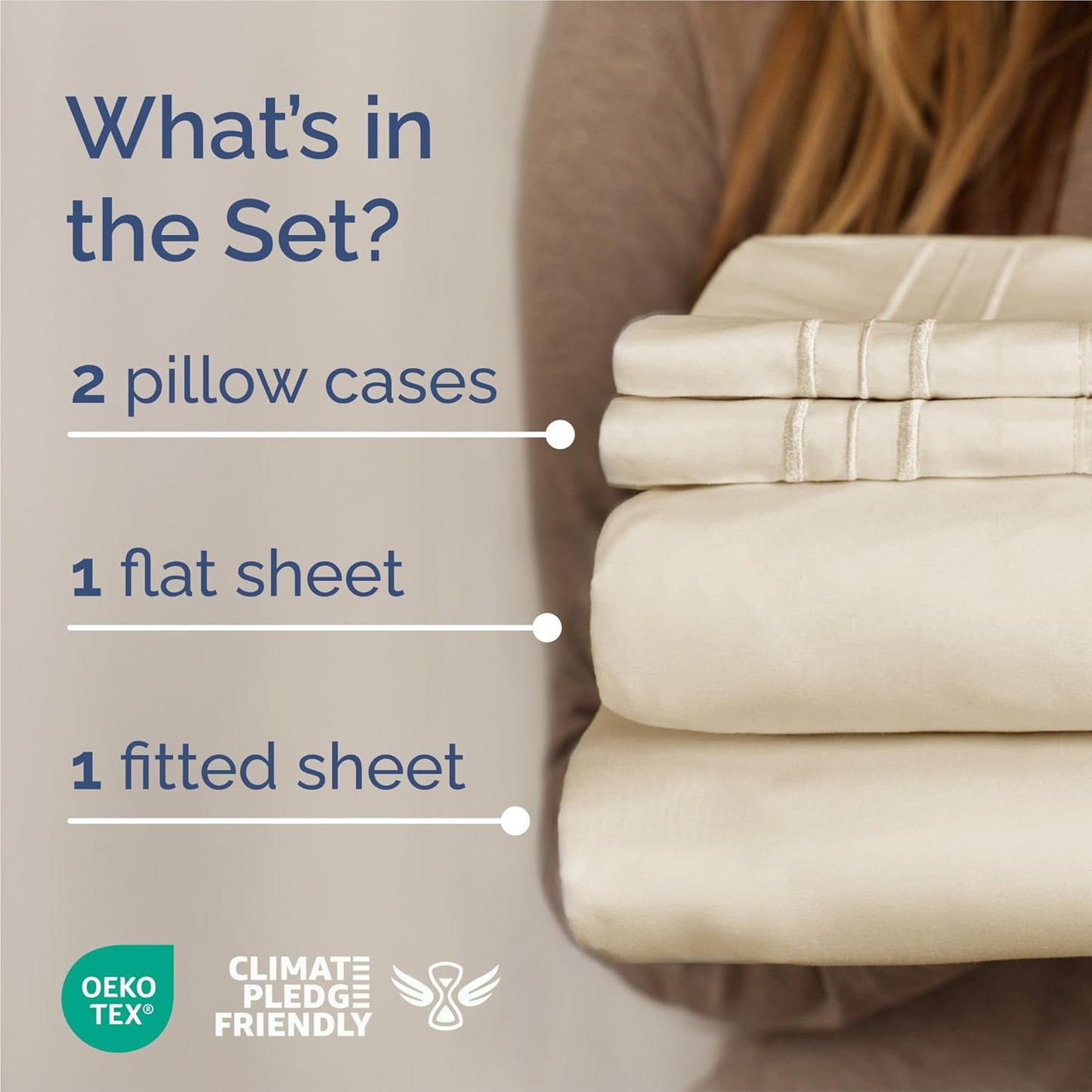 King Size 4-Piece Sheet Set | Regine Switzerland Comfy Cooling Sheets - Deep Pockets, Wrinkle-Free, Off White