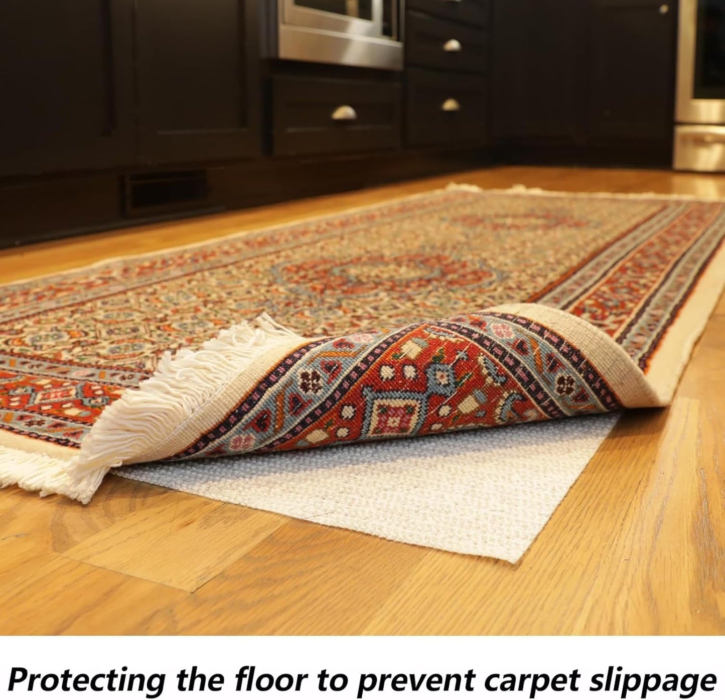 Skiennix Non-Slip Gripper Pad - Anti-Skid Mat for Hardwood & Tile Floors | Customizable Size (White, 70.8x78.7 Inch)