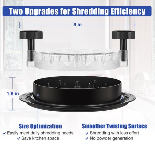 Chicken Shredder Tool Twist: 2026 Pro Food-Grade Visible Meat Shredder with Strong Anti-Slip Base, Ergonomic Handle, Chicken Breast Shredder, Suitable for Pork Beef Chicken - Black