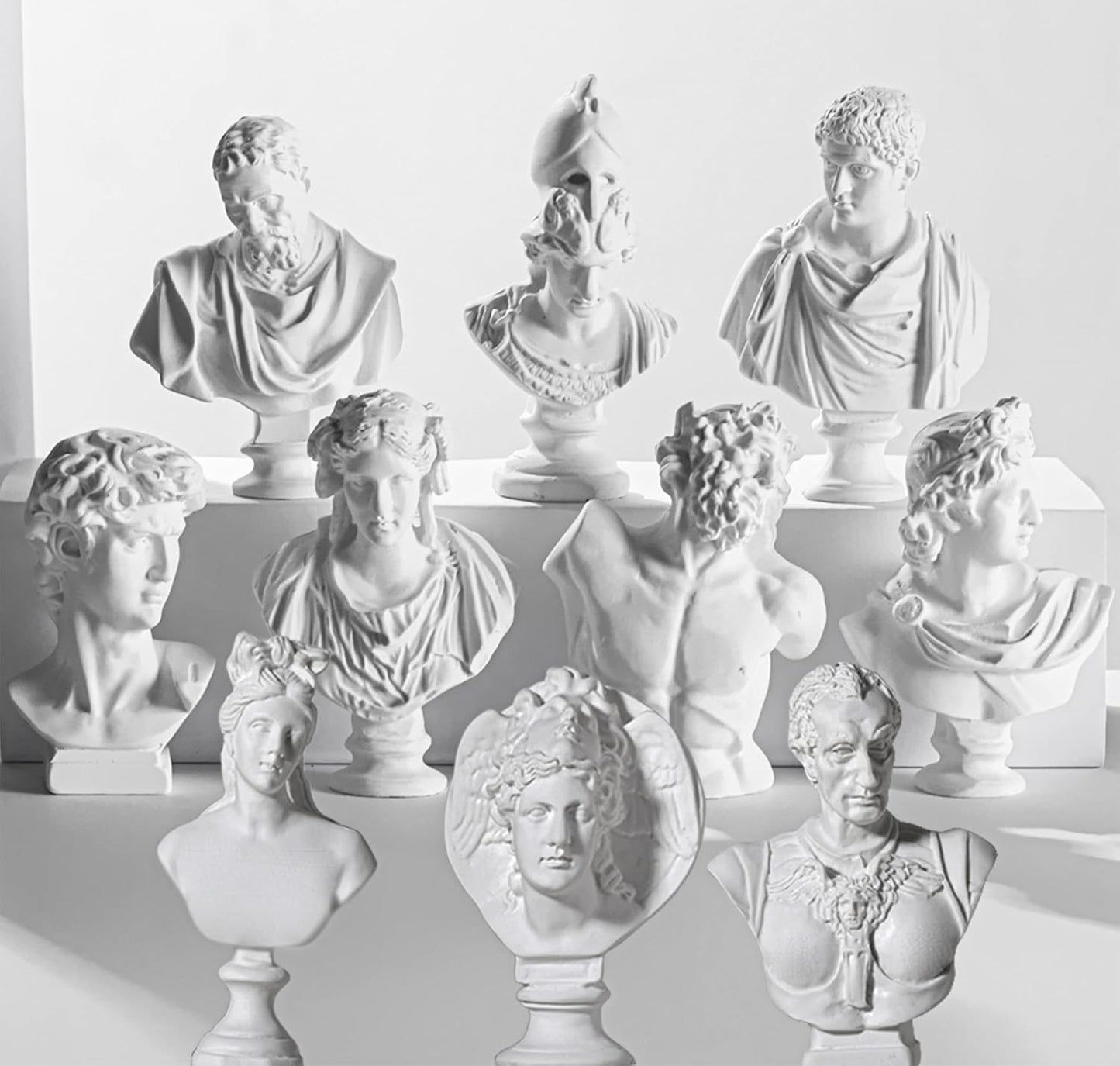 LAGOM HOUSE Greek Bust Statue Set - 10 PCS Mini Greek Mythology Figurines for Home Decor & Gifts