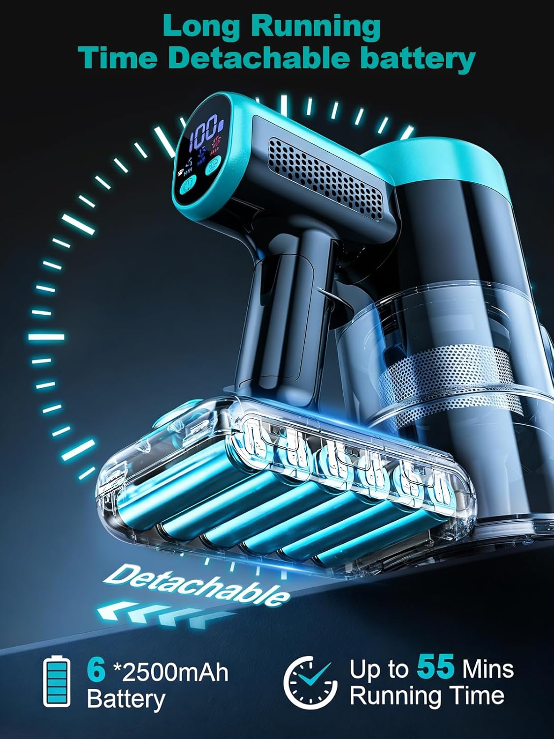 Skiennix Cordless Vacuum Cleaner - 10-in-1 Versatile Design with 55 Minutes Runtime & LED Display | Cyan