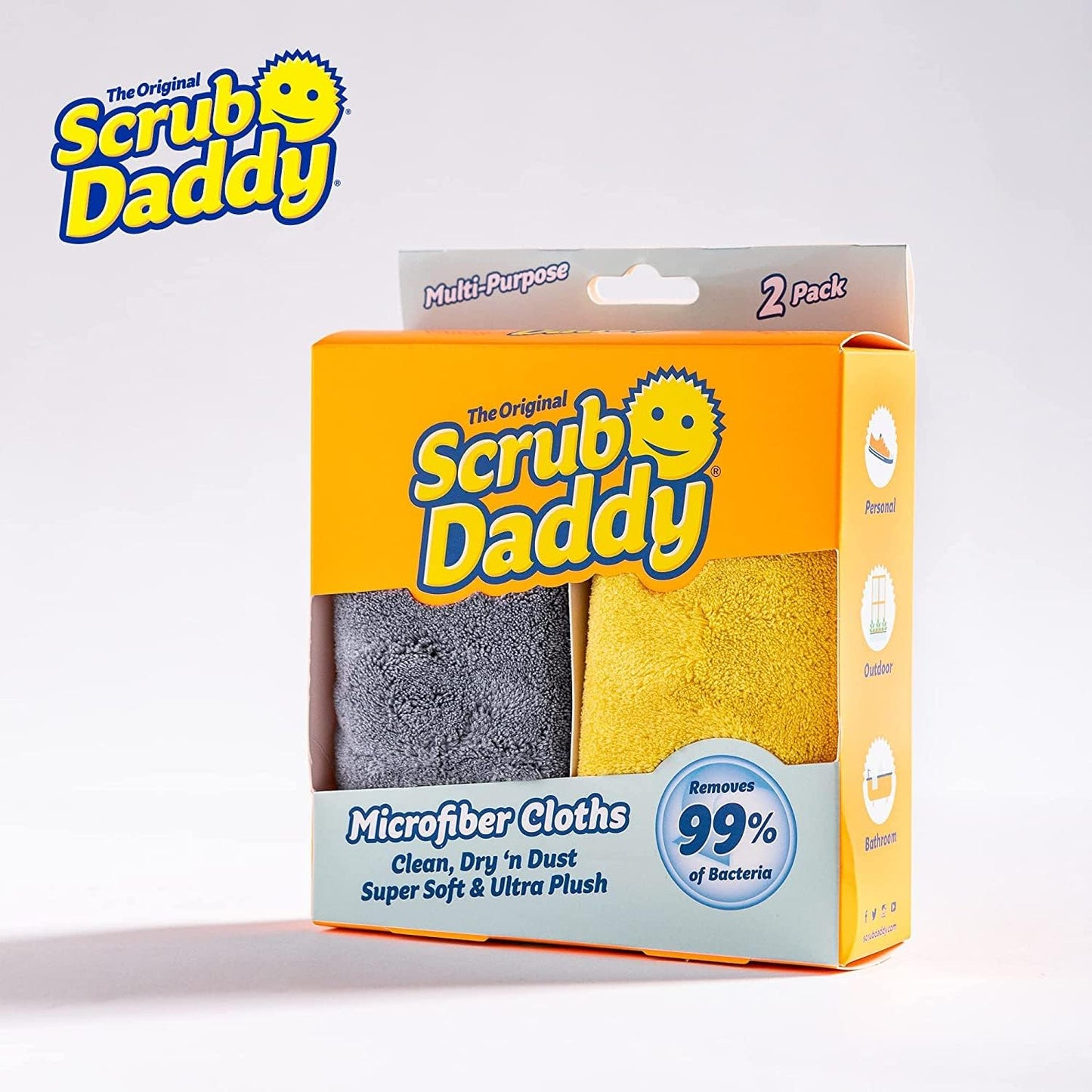 Scrub Daddy Microfiber Cloths - Ultra Plush All-Purpose Cleaning Towels - Grey & Yellow (2 Pack)