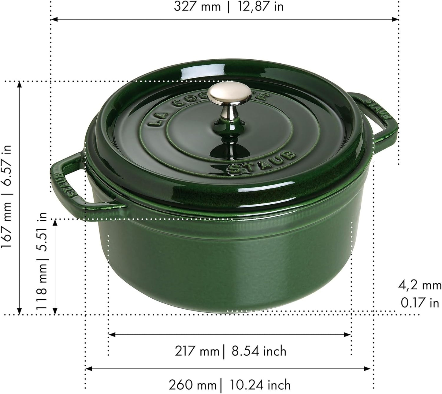 Staub 5.5 Quart Round Cocotte - Elegant Basil Color for Perfect Cooking