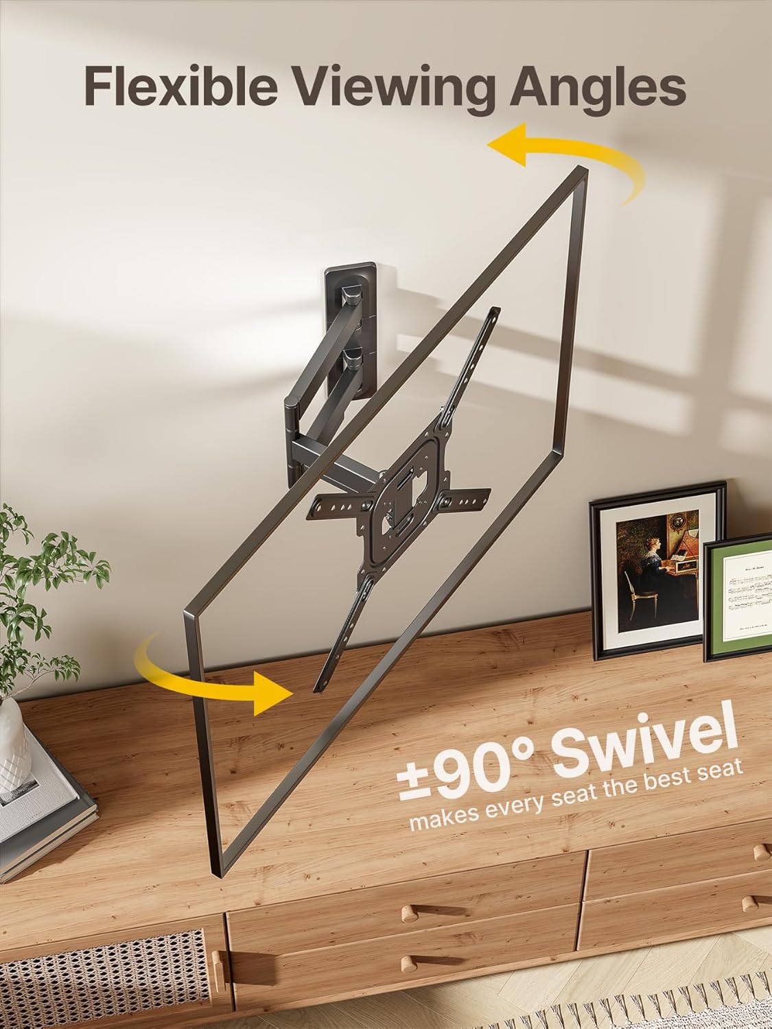 monTEK Full Motion TV Wall Mount - Swivel & Tilt Bracket for 23–65 Inch TVs | Max VESA 400x400mm, Holds 77 lbs