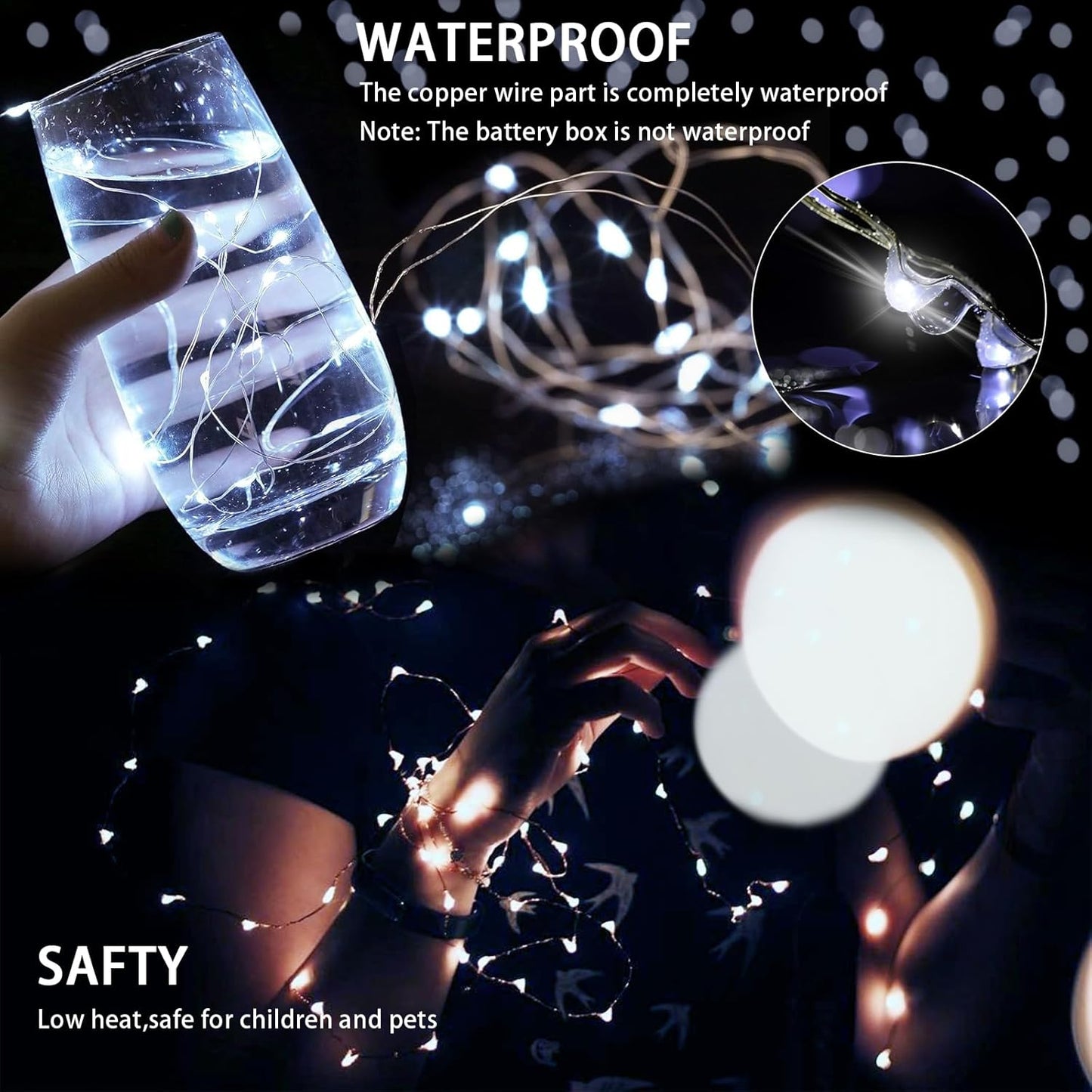 Skiennix 20 LED Fairy Lights - 7Ft Waterproof Twinkle String Lights for Weddings & Decor | 8 Pack