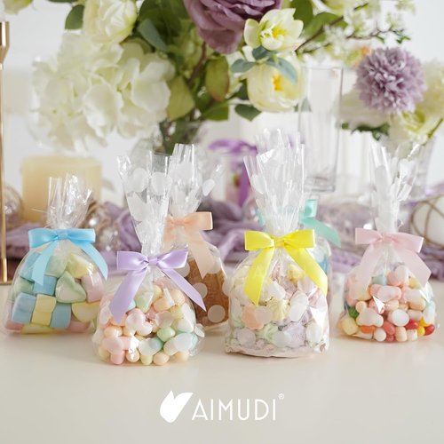 AIMUDI Satin Twist Tie Bows - 2.5" Pastel Gift Wrapping Bows | 60 Pack for Crafts & Celebrations