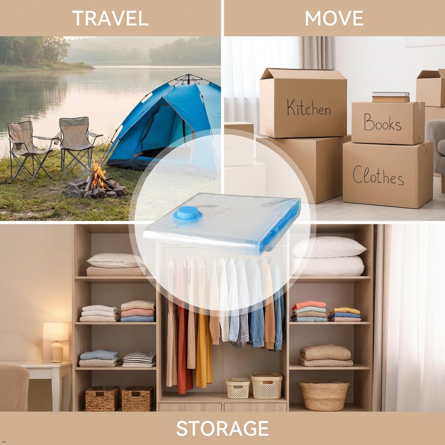 20 Pack Space Saver Vacuum Storage Bags for Clothing Travel, Vacuum Seal Compression Bags for Clothes, Packing, Luggage, Blankets, Comforters and Pillows, Electric Pump Included