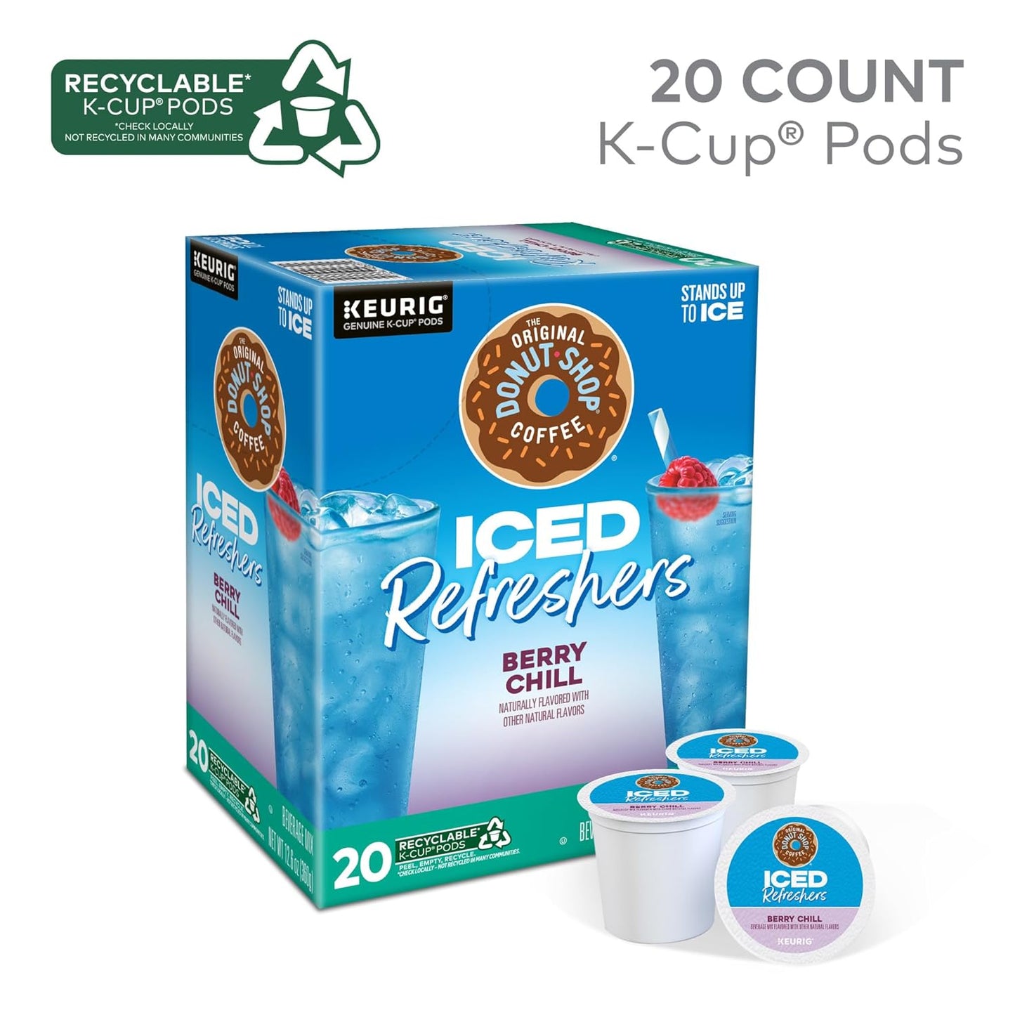 Original Donut Shop Iced Refreshers - Berry Chill Brew Over Ice K-Cup Pods | 20-Count Box
