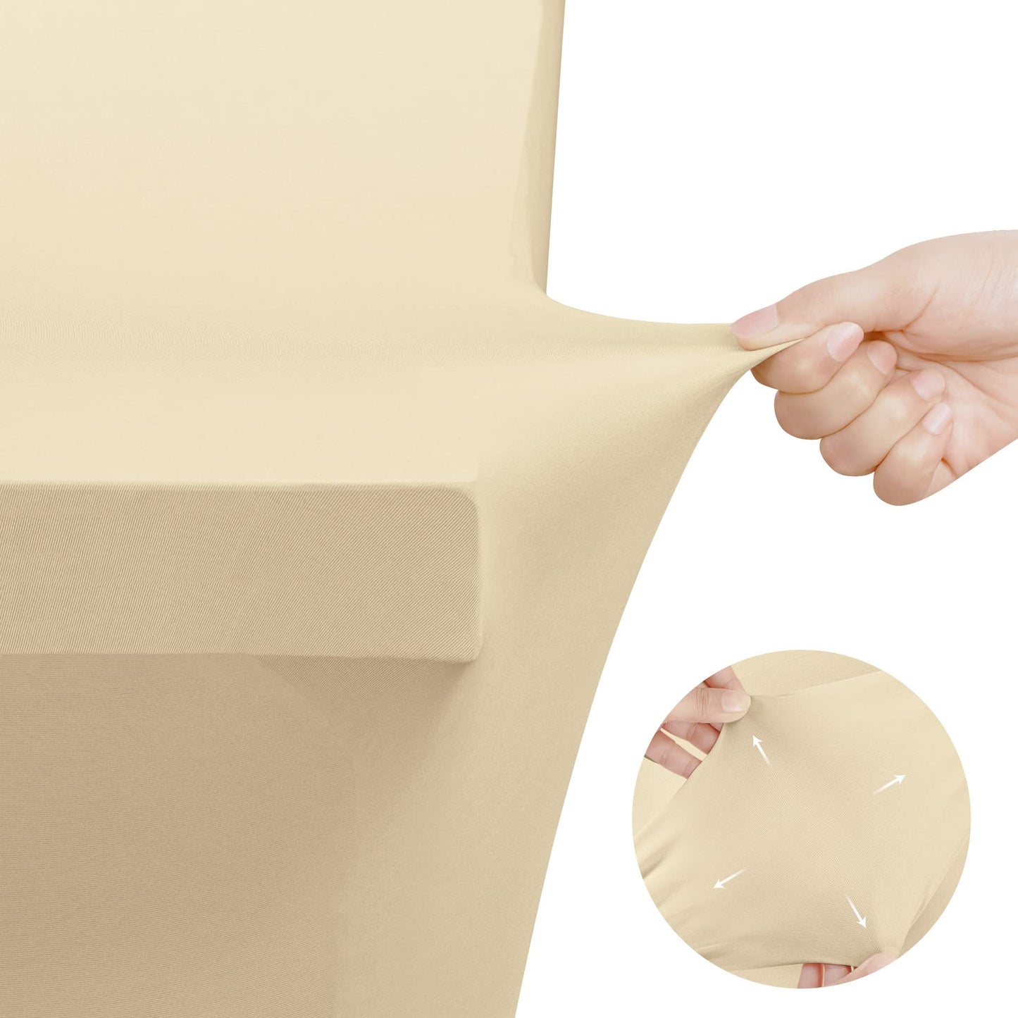 Utopia Kitchen Spandex Tablecloth 2 Pack [6FT, Champagne] Tight, Fitted, Washable and Wrinkle Resistant Stretch Table Cloth Rectangle Cover for Trade Show, Weddings & Parties [72Lx30Wx30H Inch]
