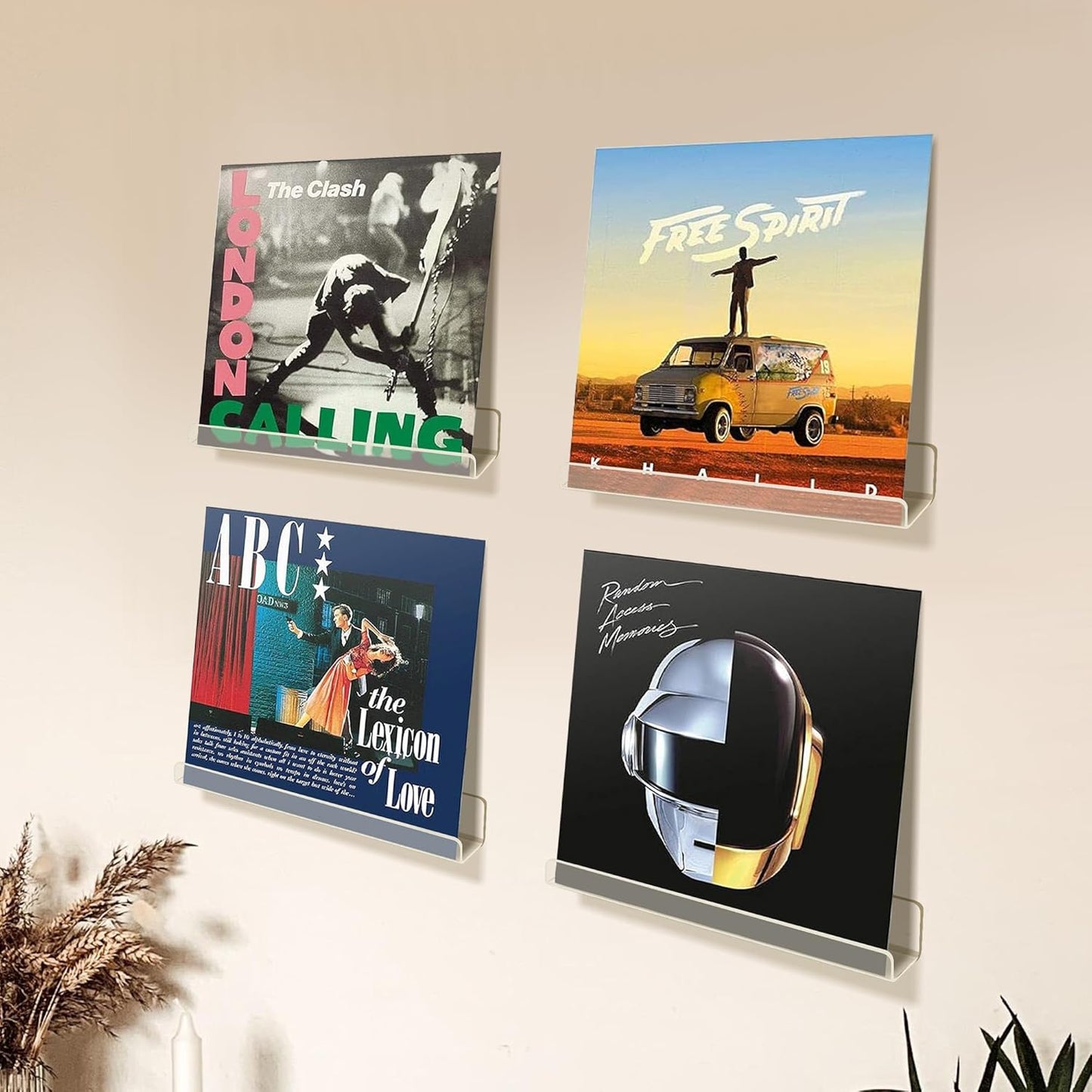 Upsimples Vinyl Record Wall Mount Shelves - 12" Clear Acrylic Album Display & Storage | Perfect for Kids' Bookshelf & Magazine Rack