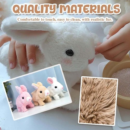 Interactive Easter Bunny Toy - Hopping Plush Rabbit with Sounds & Movements | White