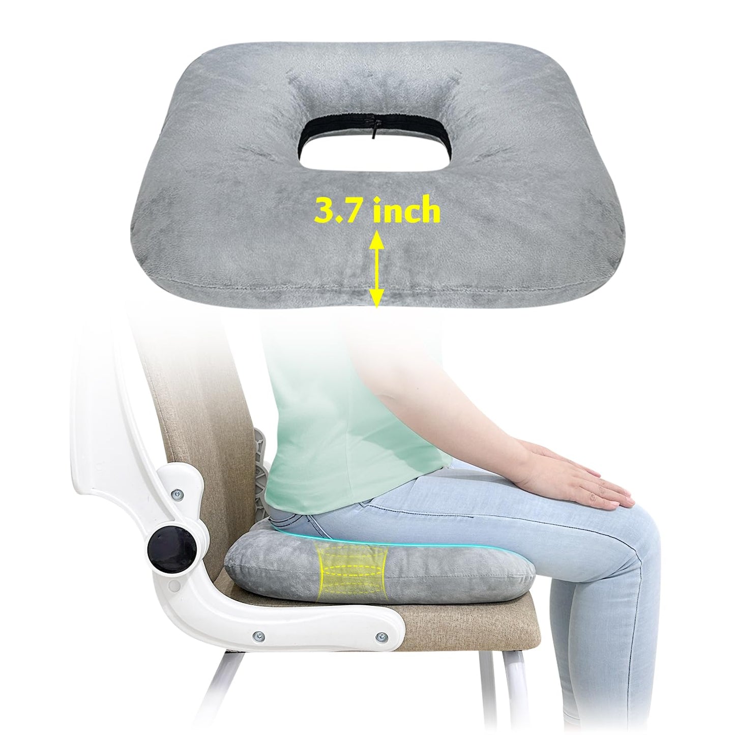 AOSSA Donut Pillow, Butt Cushion for Long Sitting Tailbone Pain, Hemorrhoid, Pregnancy Seat Cushion, Medical Donut Ring Pillow for After Surgery, Bed Sore, Pressure Ulcer Relief Cushion Pad