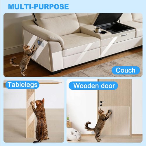 Anti Cat Scratch Furniture Protector Premium Reusable Thickened Clear Transparent Single-Sided Sticky Couch Guard Repositionable Cat Claw Deterrent Tape for Sofas Tables etc (196.85x11.8in)