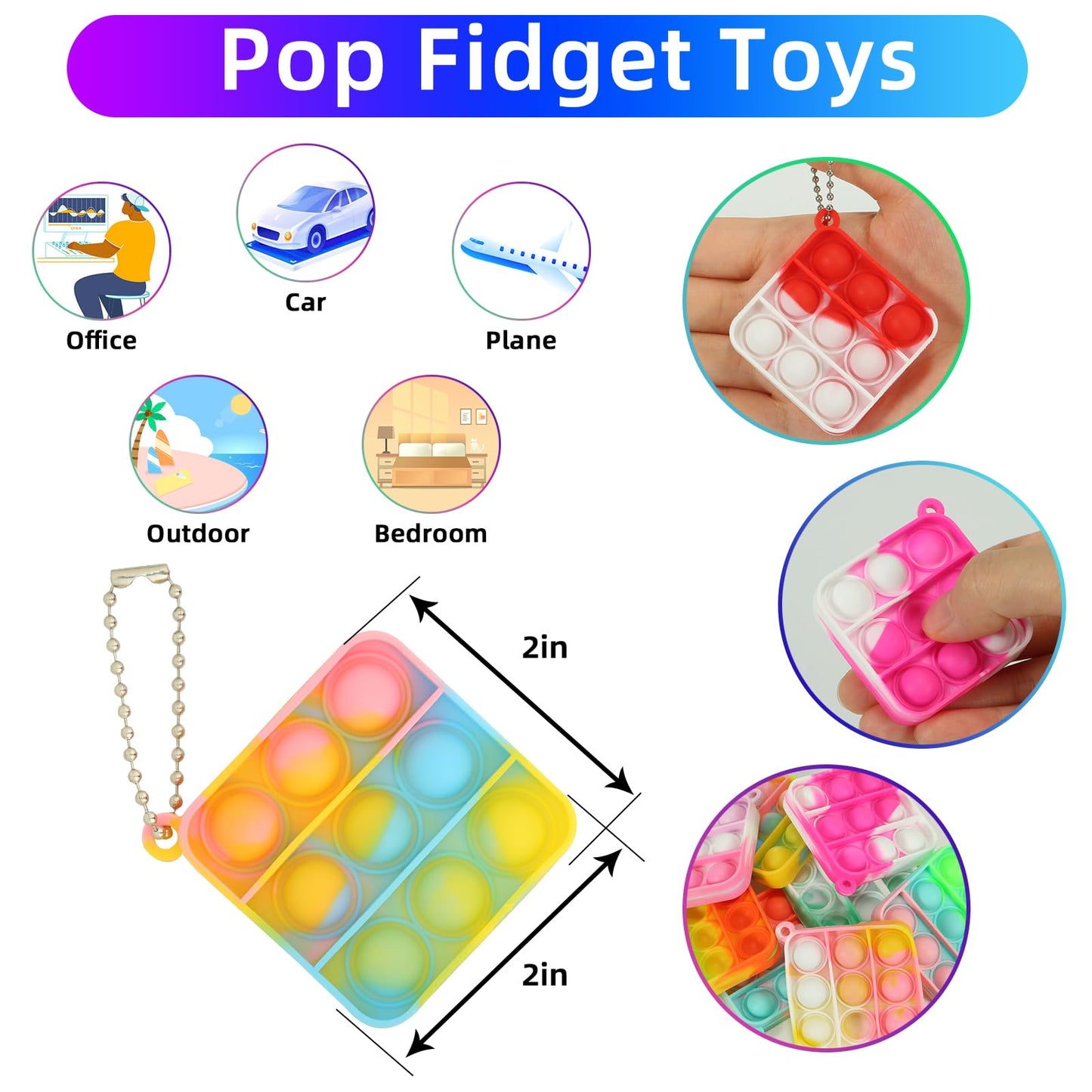 57PCS Party Favors for Kids,Fidget Toys Bulk Its Birthday Party Favors for Toddlers Adult, Small Classroom Prizes Box Fidgets Toys for Kids, Goodie Bag Stuffers, Treasure Chest, Bubbles Poppers