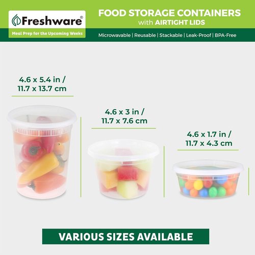 Freshware Food Storage Containers - 60 Pack Set | BPA-Free, Leakproof, Microwave & Freezer Safe, Clear